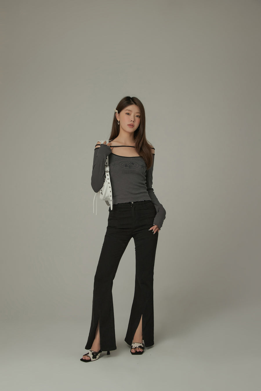 CHUU Chest Strings Long Sleeves Top