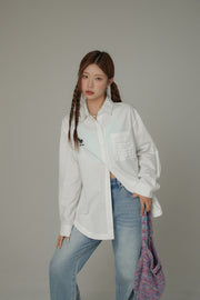 Heart Loose Fit Color Long Sleeve Shirt