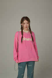 Color Logo Stitch Loose Fit Sweatshirt