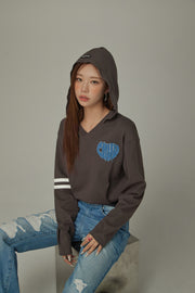 Logo Heart Crop Hoodie