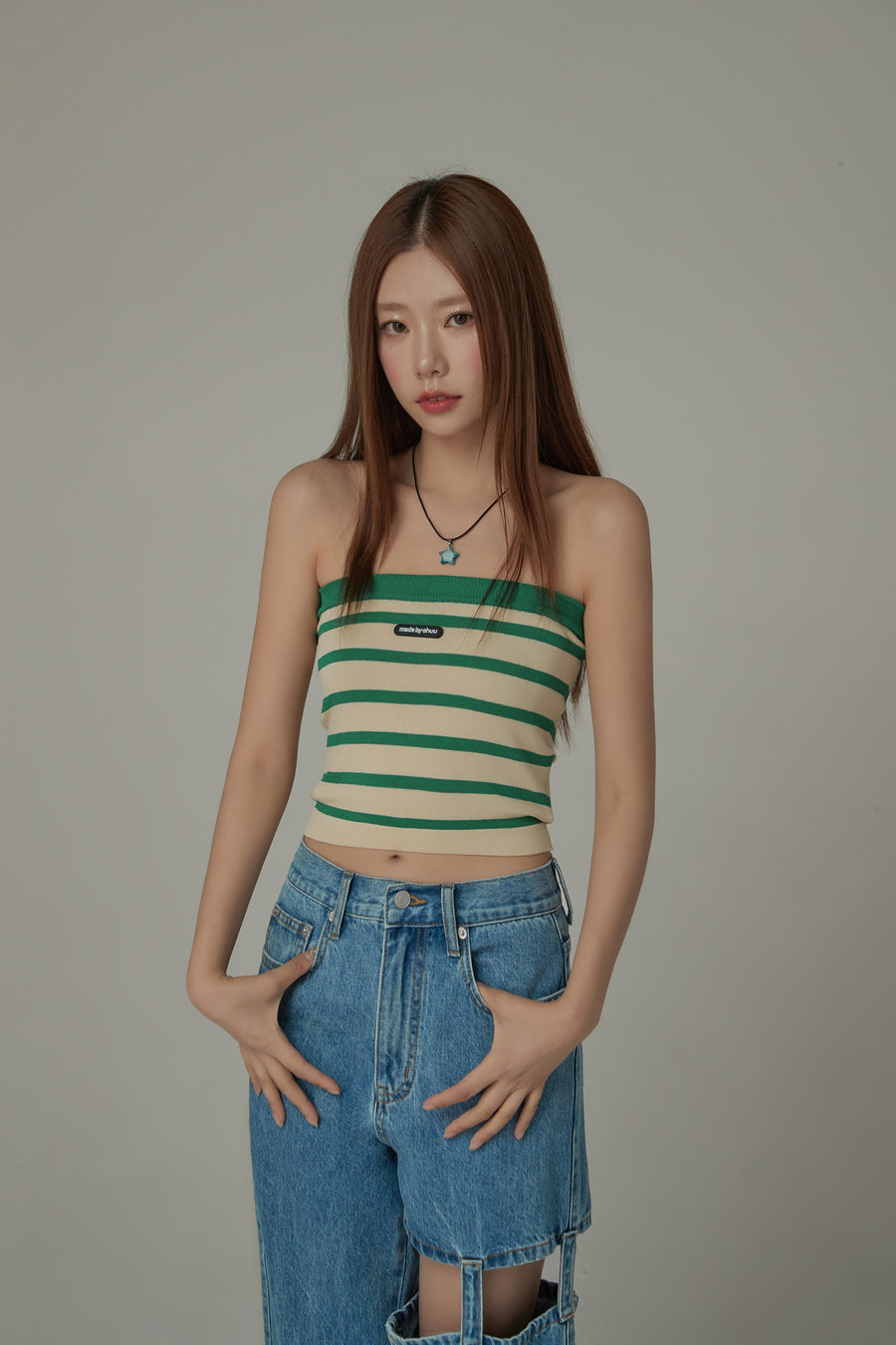 CHUU Striped Tube Crop Top