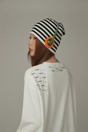 Waffle Knit Striped Beanie