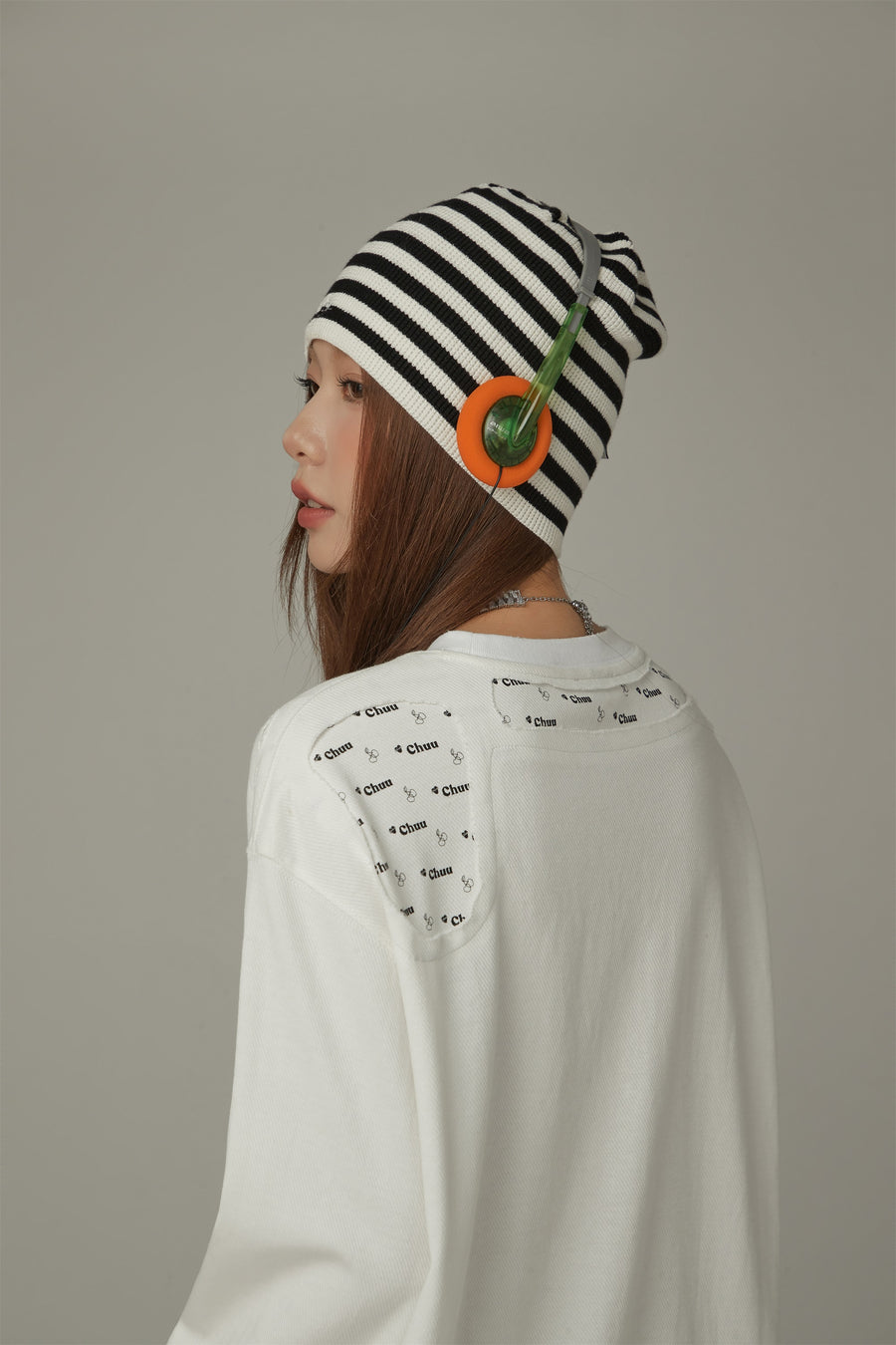 CHUU Waffle Knit Striped Beanie