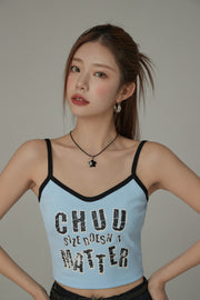 Chuu Size Doesnt Matter Printed Sleeveless Crop Top