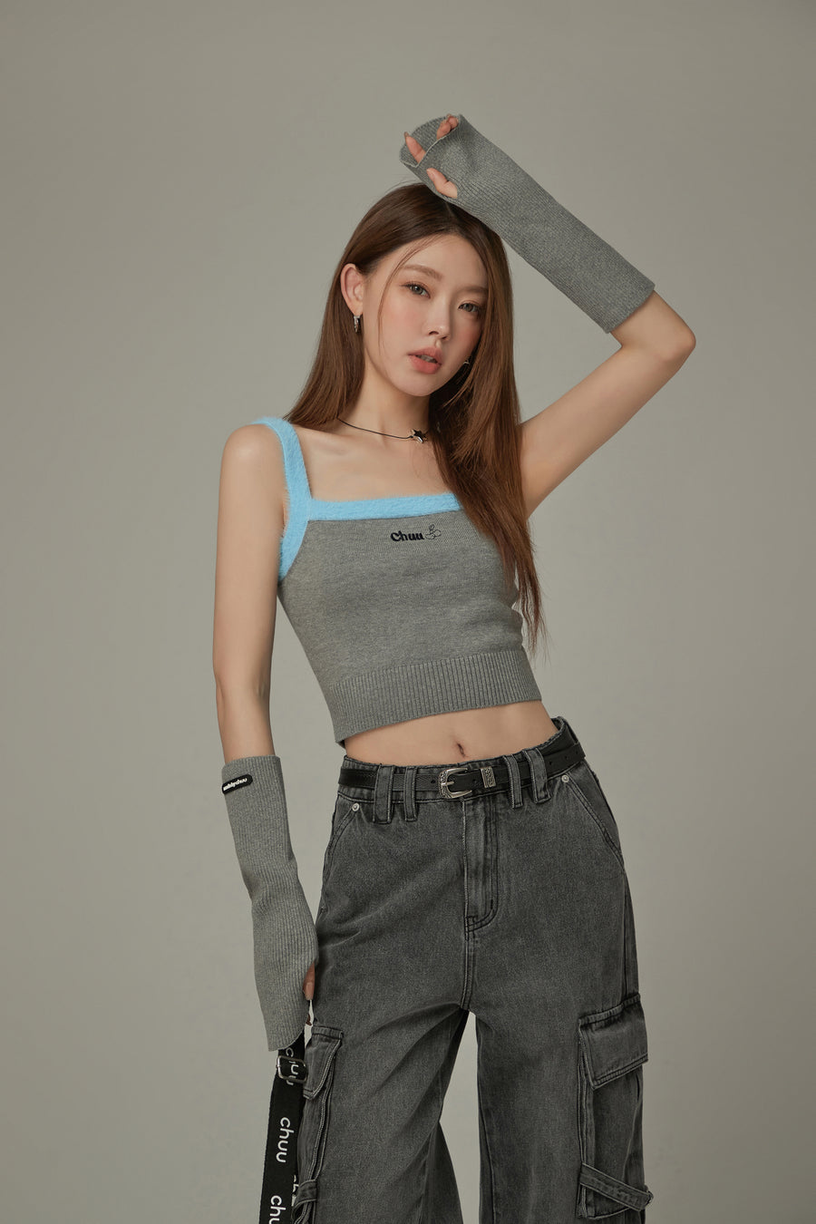 CHUU Line Color Scheme Sleeveless Crop Top