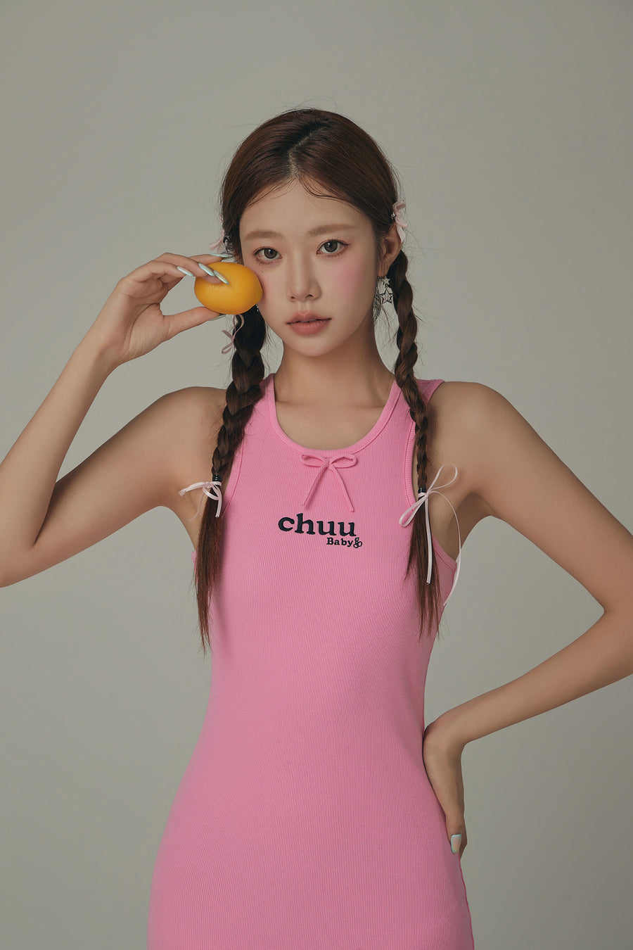 CHUU Frilly Hem Sleeveless Logo Mini Dress