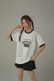 Color Lined Sporty Loose Fit T-Shirt