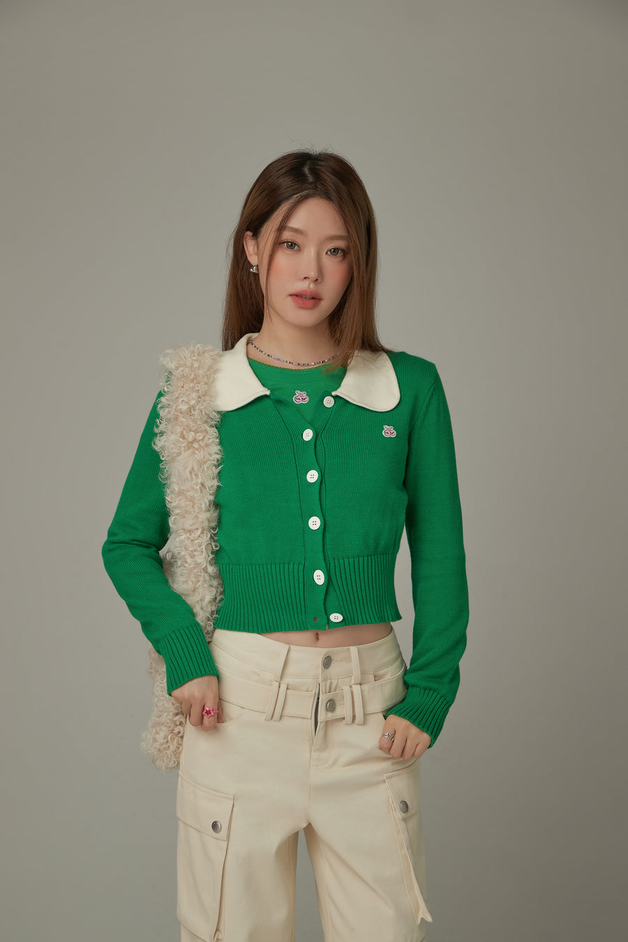 CHUU Color Collar Knit Cardigan