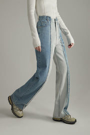 Frayed Lined Denim Jeans