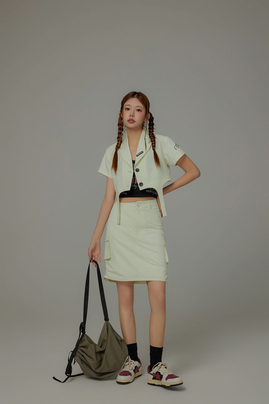 CHUU String Shirrring Daily Pocket Knee Length Skirt