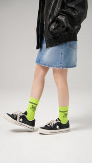 Classic Lettering Ribbed High Socks