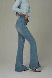 Slit Bootcut Denim Jeans