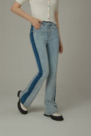 High Waist Frayed Bootcut Denim Jeans