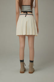 Color Line Pleated Sporty Mini Skirt