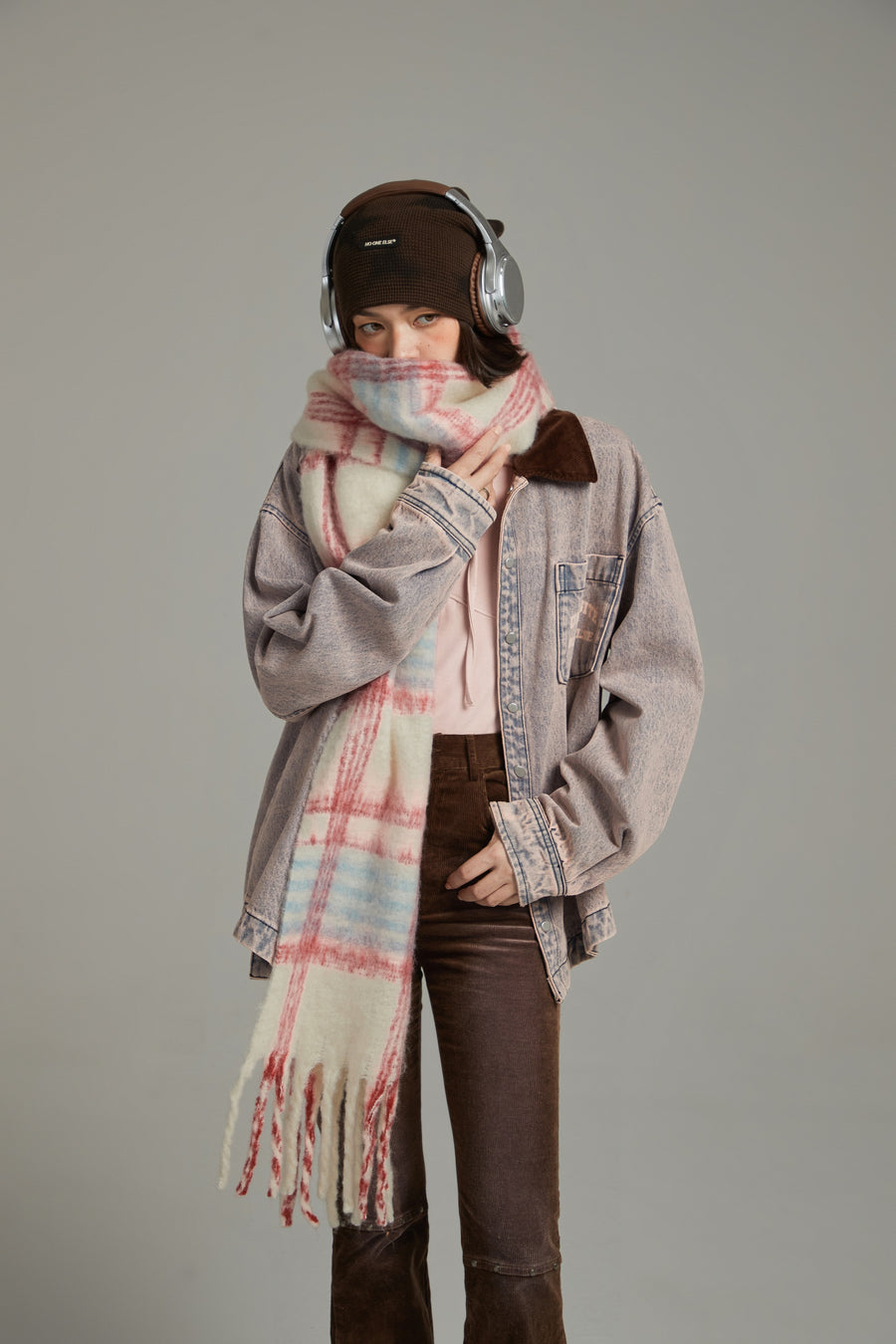 CHUU Fringe Check Muffler