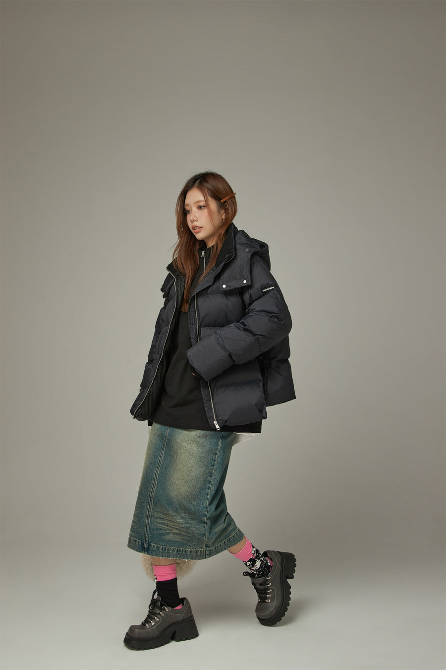 CHUU Solid Hooded Padded Jacket