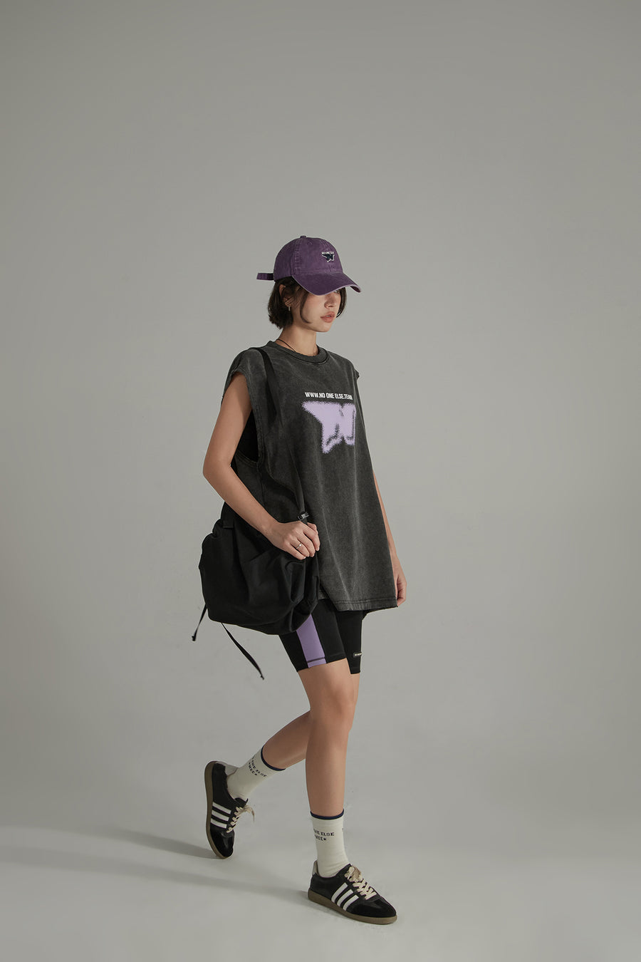 CHUU Printed Boxy Sleeveless Sporty T-Shirt