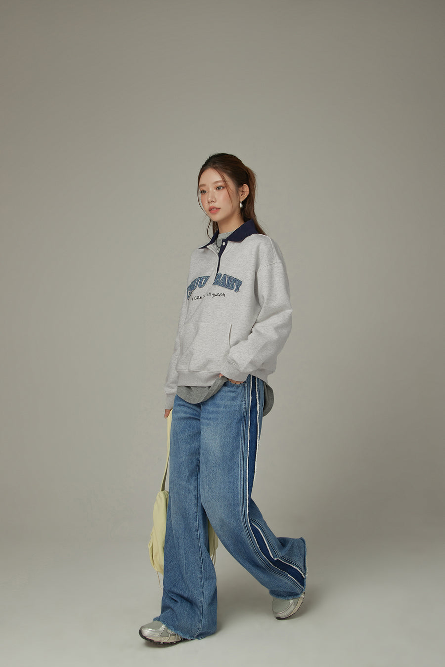 CHUU Polo Neck Boxy Sweatshirt