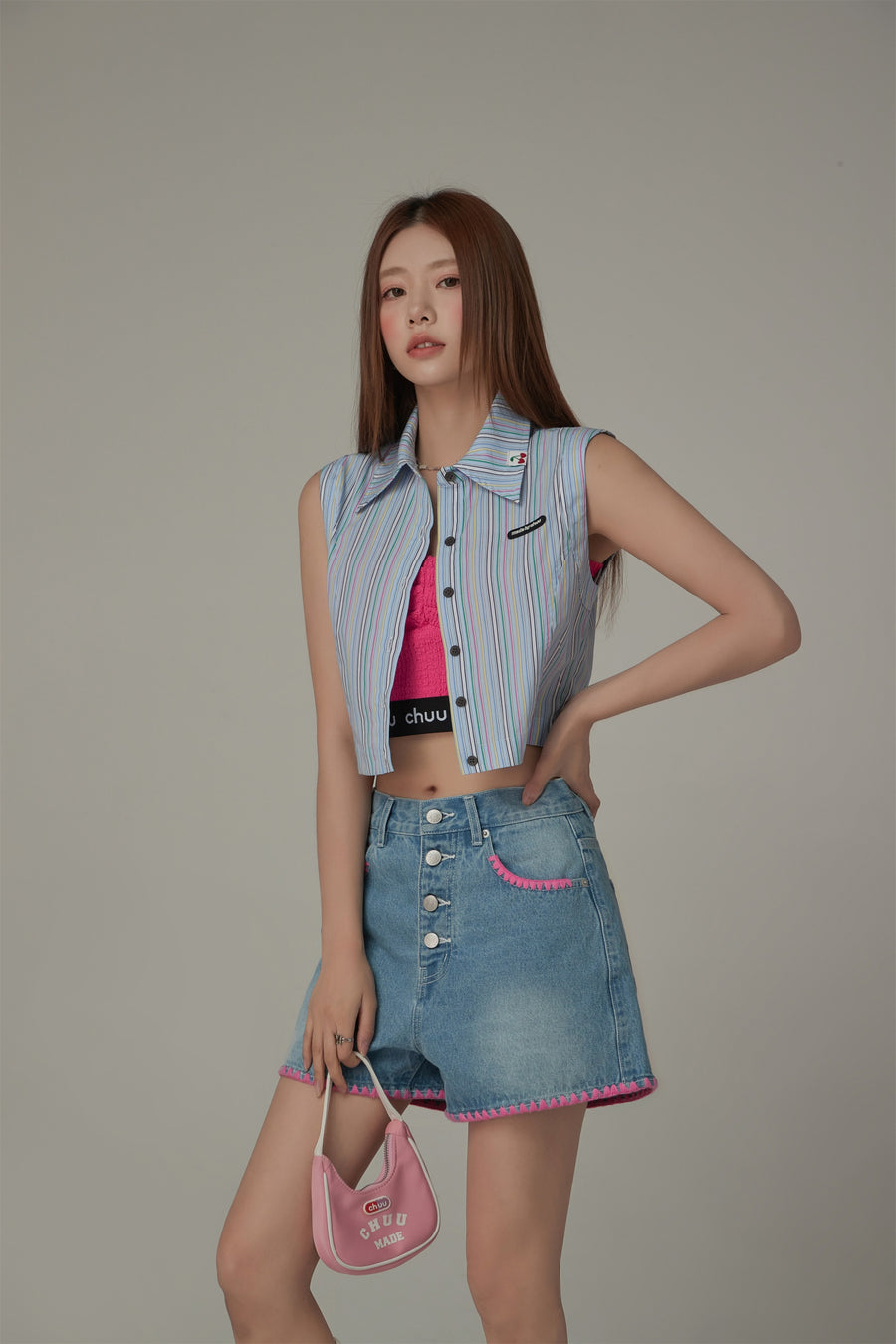 CHUU Rainbow Striped Sleeveless Shirt