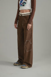 Heart Folded Waist Wide Pants