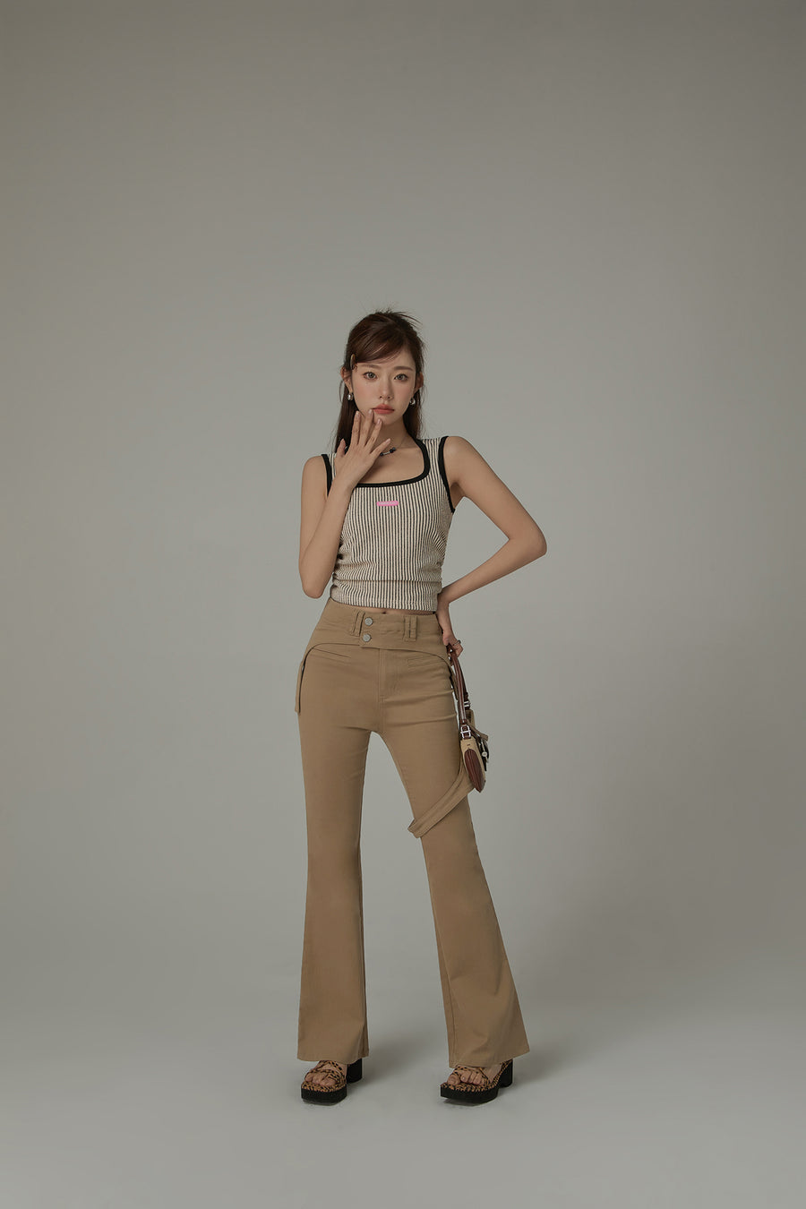 CHUU Square Neck Stripe Top