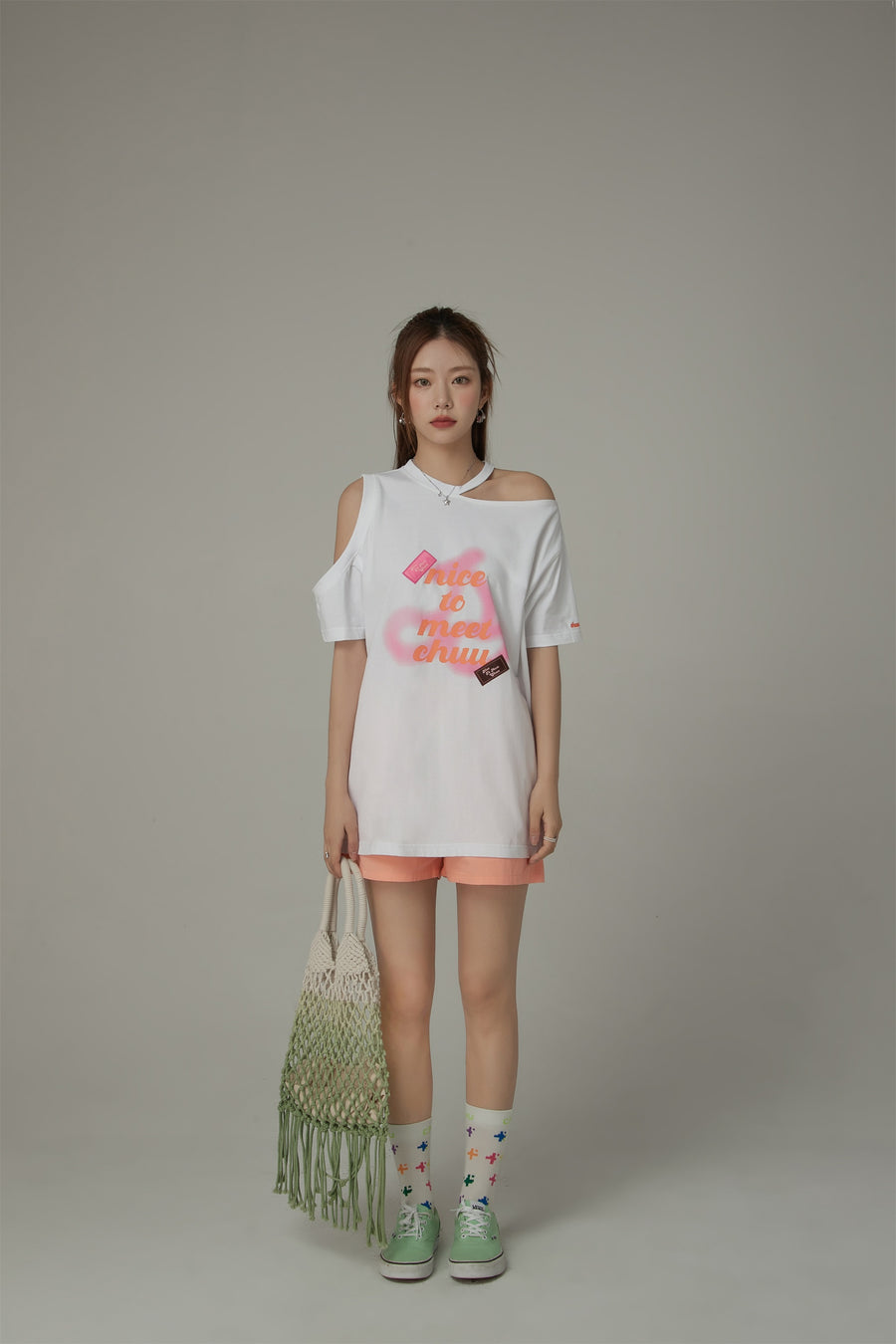 CHUU Nice To Meet Chuu Off-The-Shoulder Cherry T-Shirt