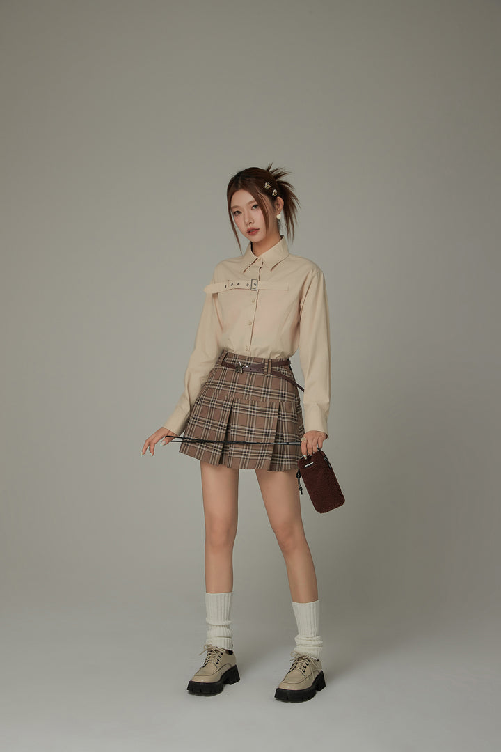 Check Pleated Preppy Mini Skirt