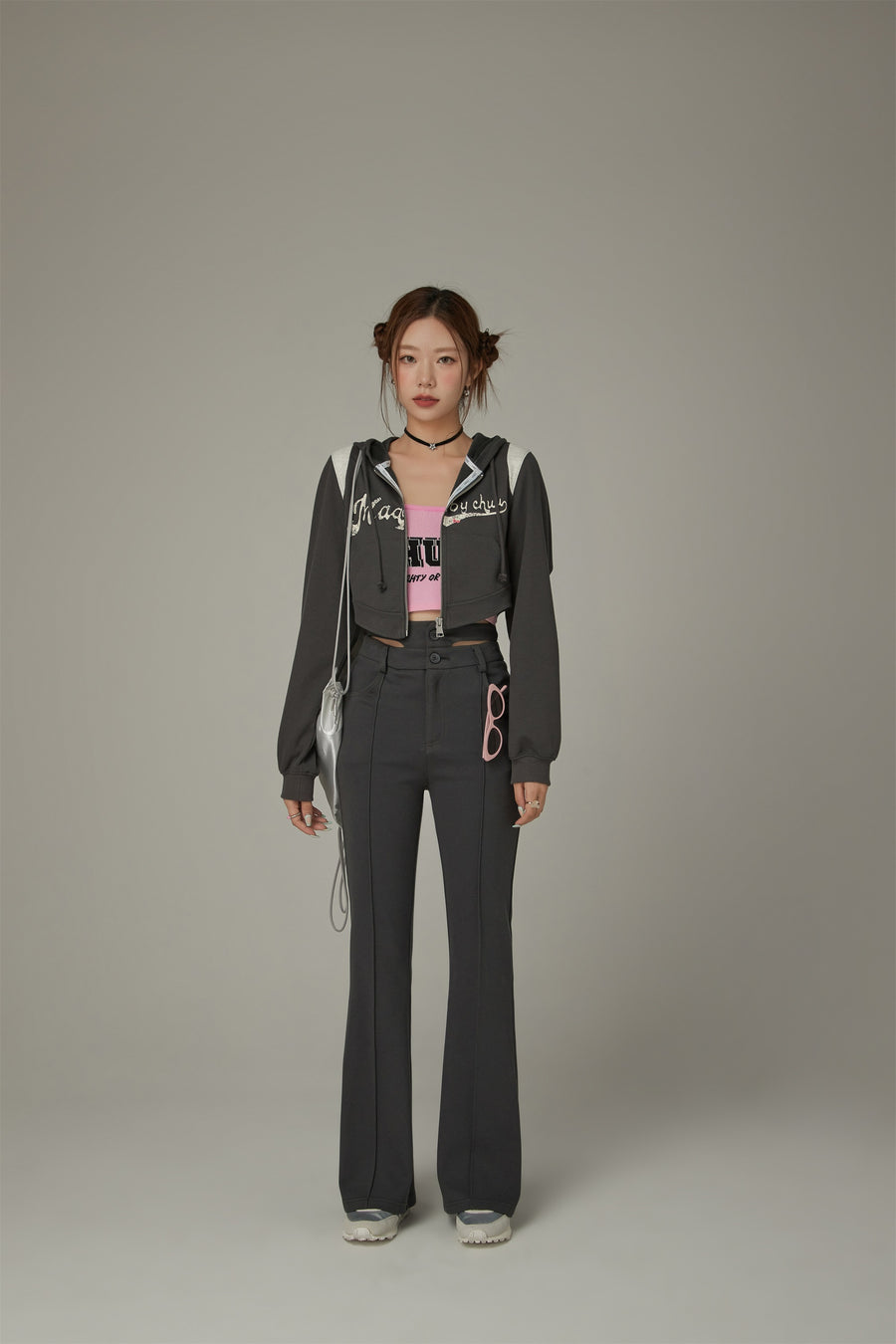 CHUU Slit Semi Bootcut Pants