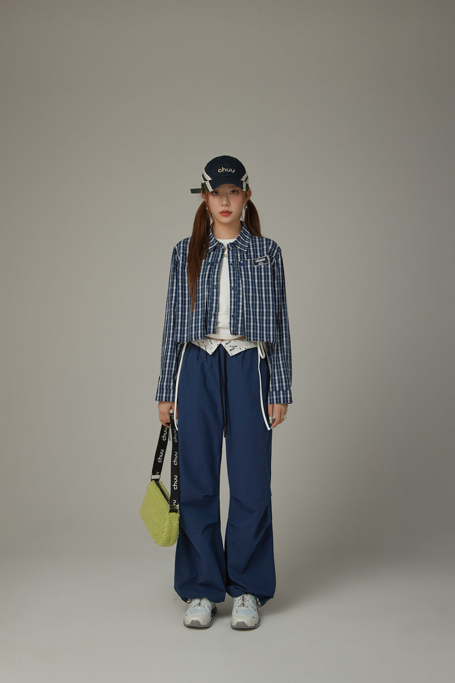 CHUU Checked Loose Fit Raw Hem Shirt