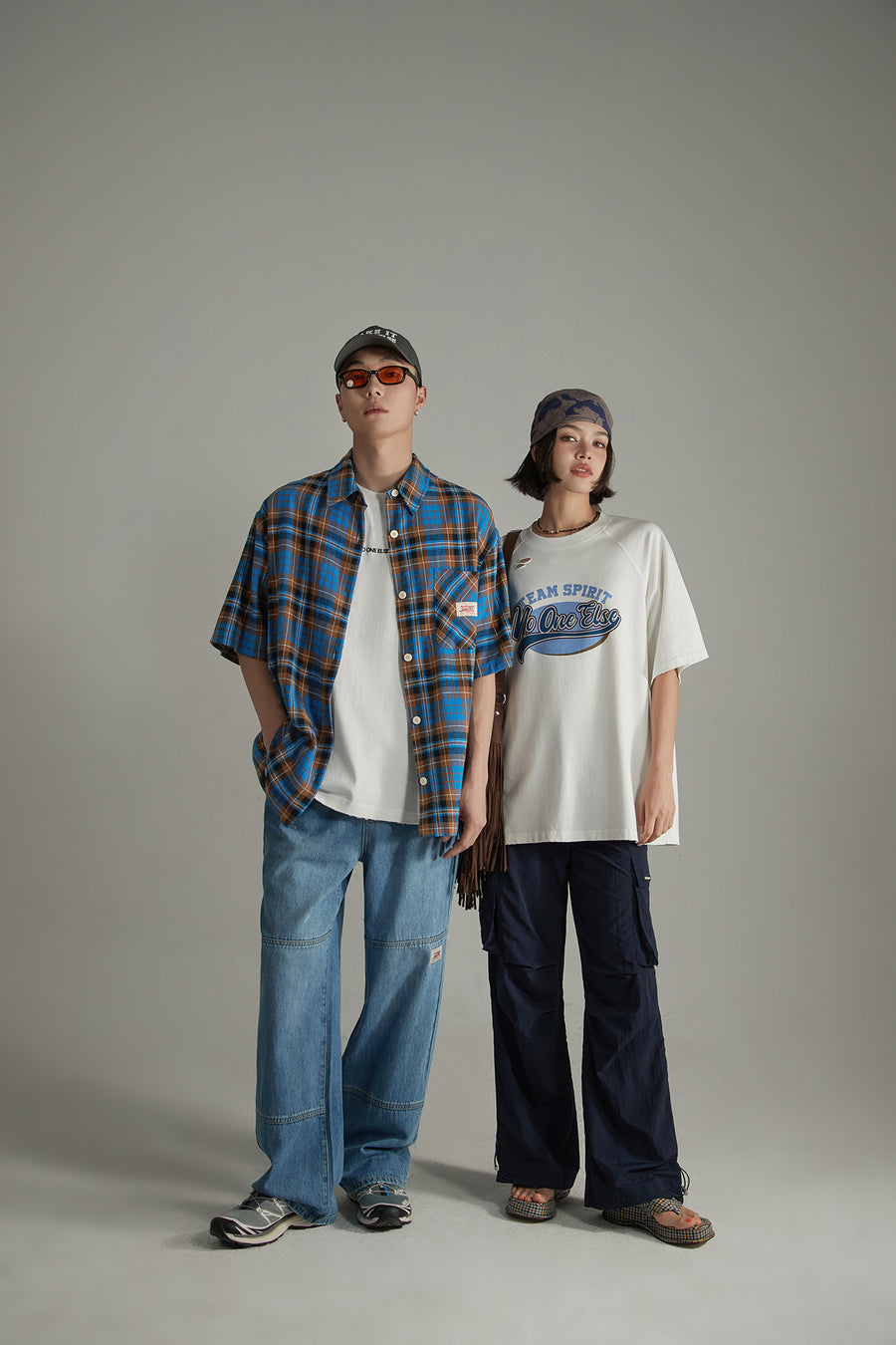 CHUU Check Loose-Fitting Short Sleeve Shirt