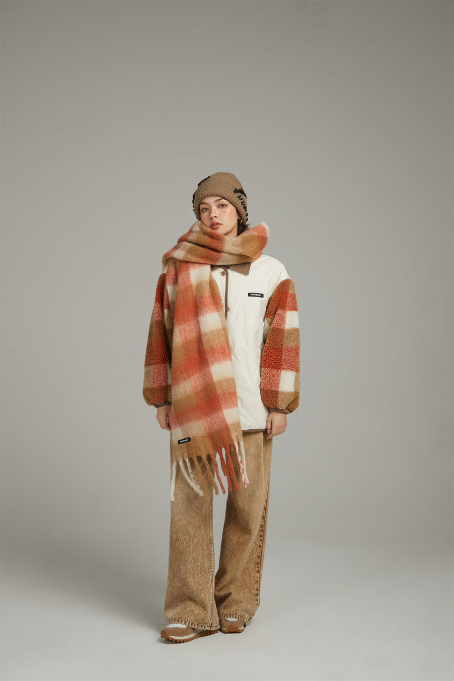 CHUU Fringe Check Muffler