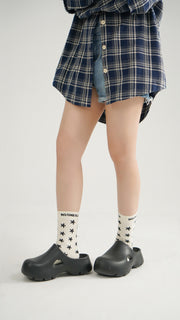 Dark Color Star Jacquard High Socks