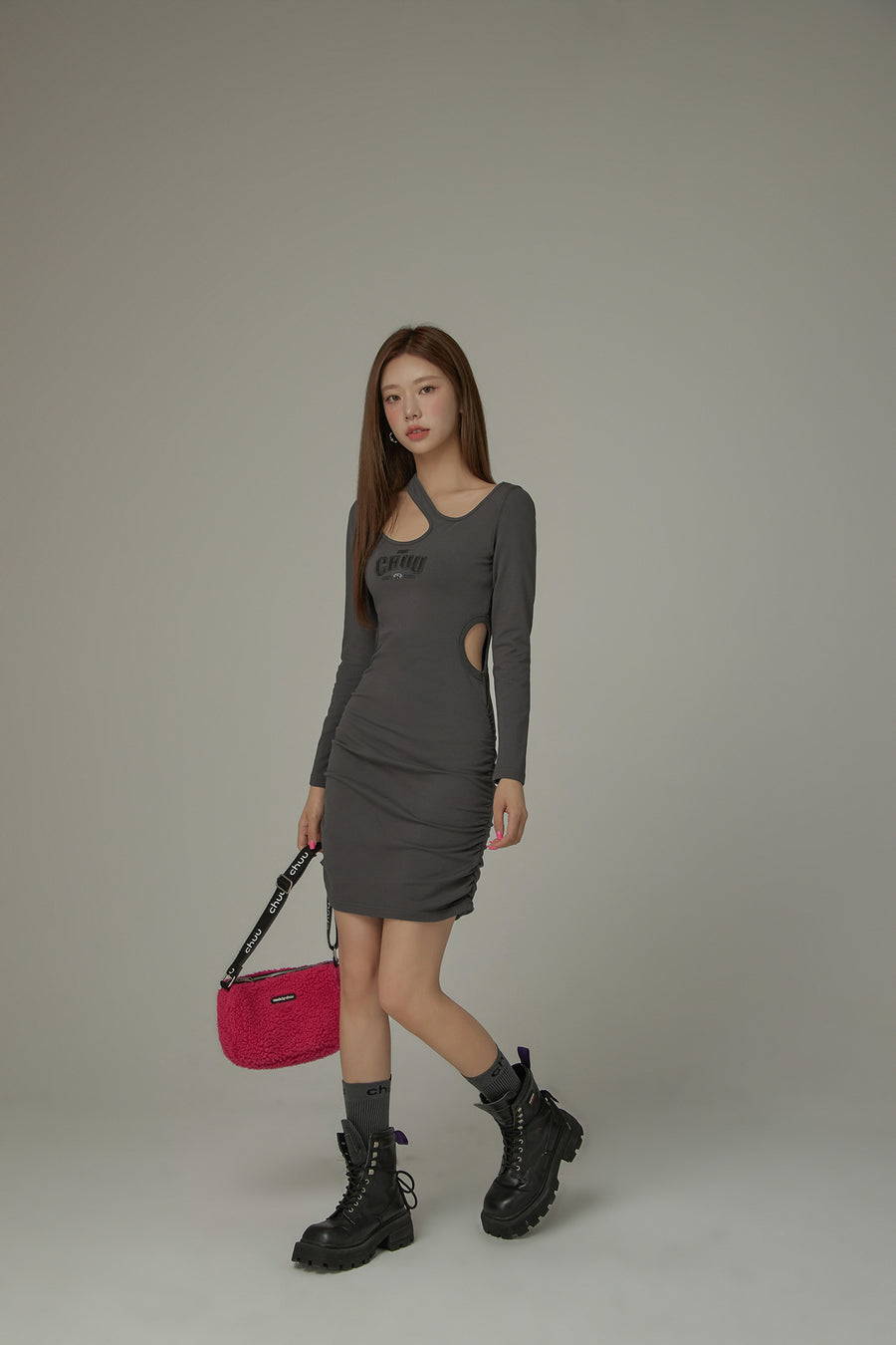 CHUU Cutout Slimfit Long Sleeves Dress