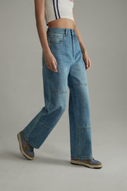 Colored Straight Wide Denim Pants