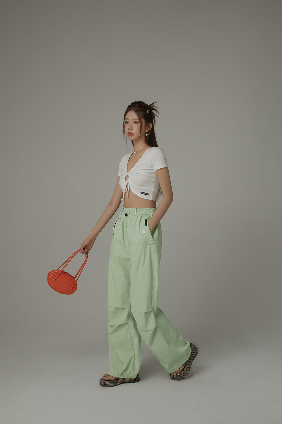 CHUU Casual High Waist Drawstring Wide Pants