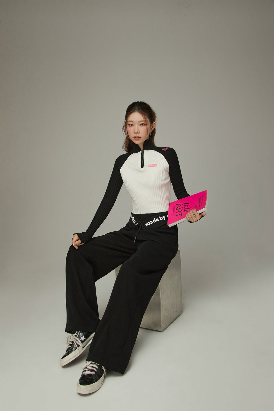 CHUU Logo String Wide Pants