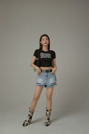 Size Doesnt Matter Side String Cropped T-Shirt