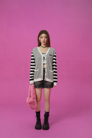 Striped Loose Fit Cardigan