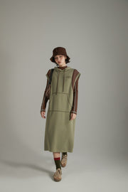 Logo Hooded Sleeveless Long Dress
