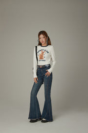 Stitch Lined Denim Wide Jeans