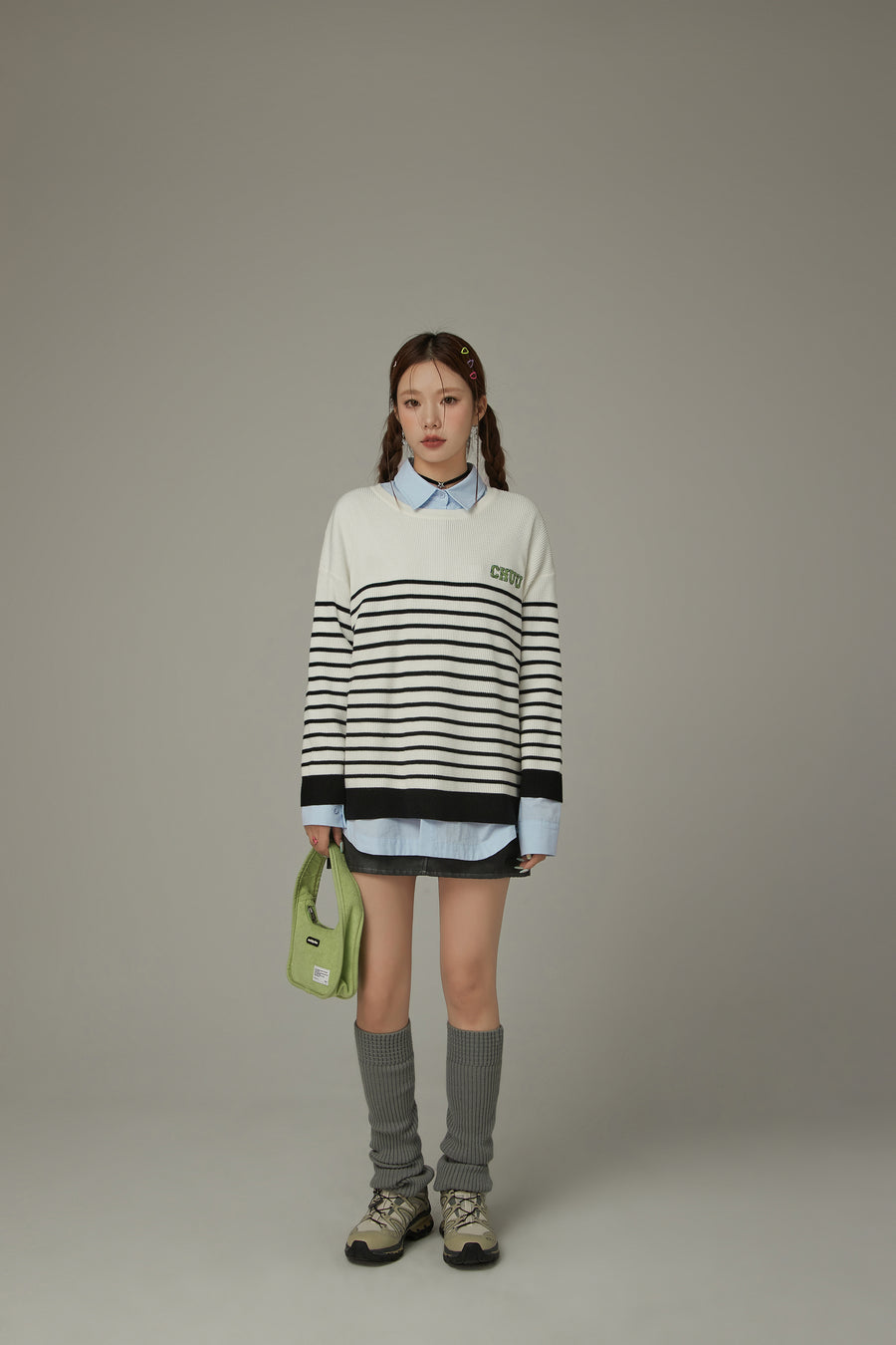 CHUU Stripe Long Sleeve Knit Sweater