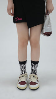 Star Pattern Contrasting Colors High Socks