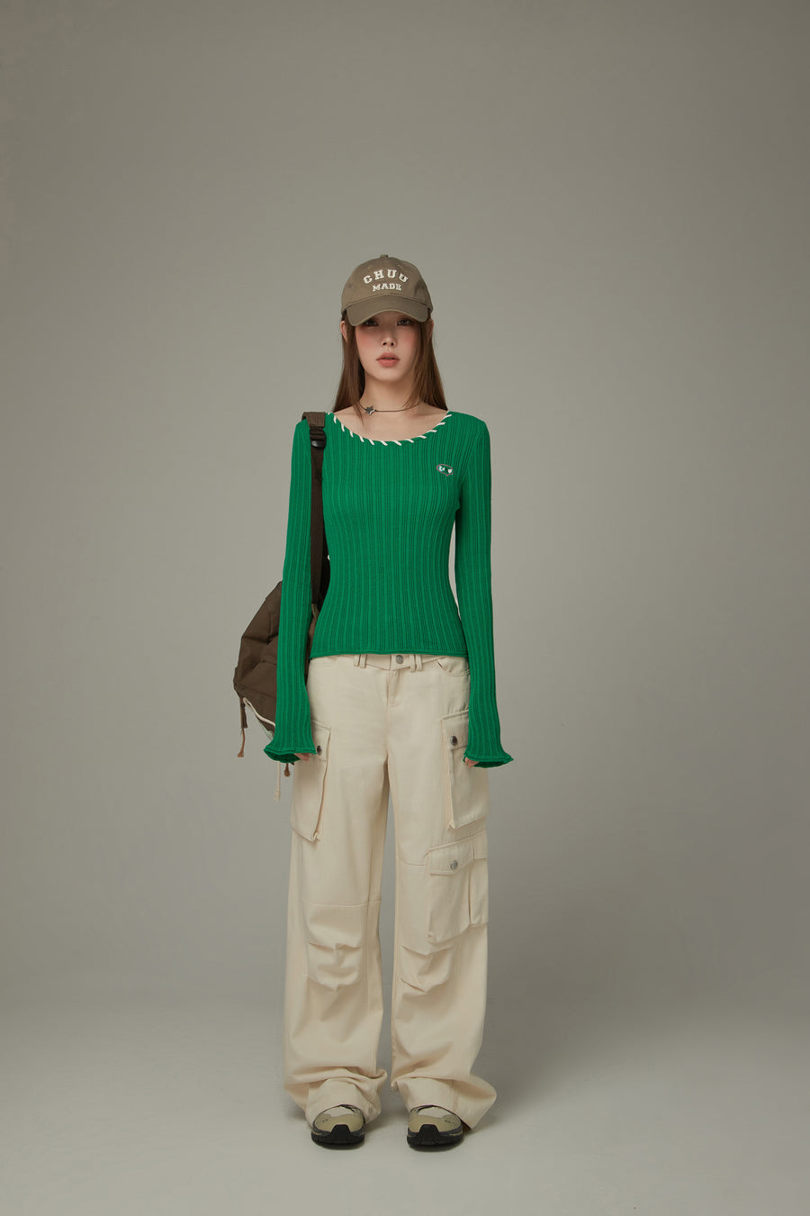 CHUU Color Ribbed Knit Top