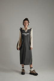 Logo Letter Embroidered Sleeveless Long Dress