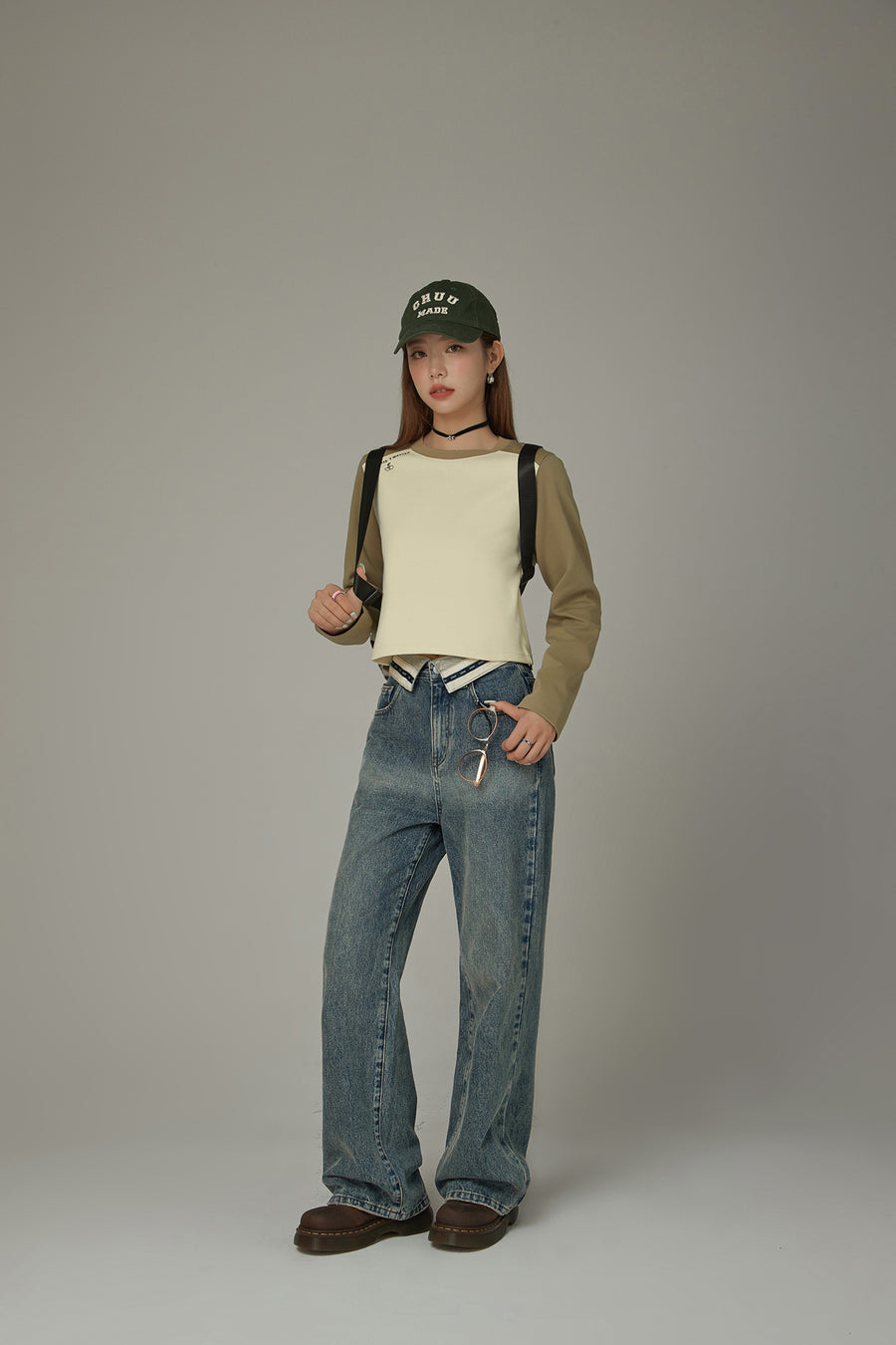 CHUU Color Matching Cropped T-Shirt