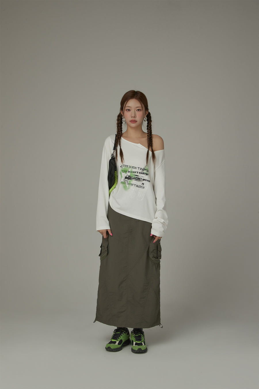 CHUU Size Doesn¡¯T Matter Buttoned Off-Shoulder Top