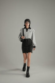 Contrast Color Polo Neck Dress