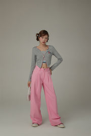 Logo Long Wide Baggy Color Pants