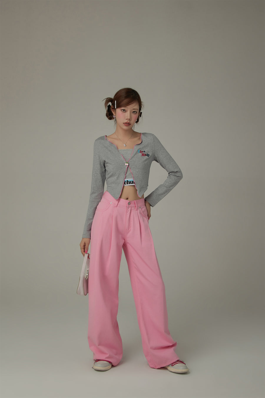 CHUU Logo Long Wide Baggy Color Pants