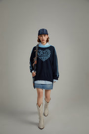 Heart Lettering Knit Sweatshirt